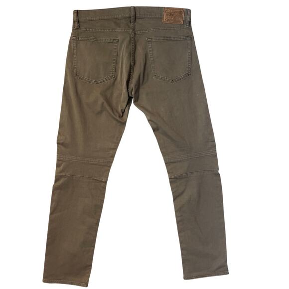 Polo Ralph‎ Lauren Men’s Stretch Olive Green Moto Jeans Size 32x30 - Picture 5 of 10